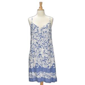 Relax Blue Floral Empire Waist Dress Size L